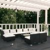 vidaXL 10-delige Loungeset met kussens poly rattan zwart