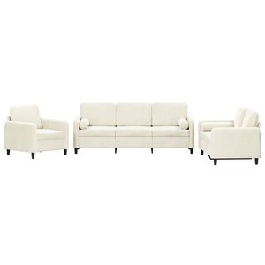 vidaXL 3-delige Loungeset met kussens fluweel cr&egrave;mekleurig