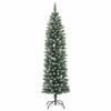 vidaXL Kunstmatige slanke kerstboom met 150 LED Groen en Wit 120 cm