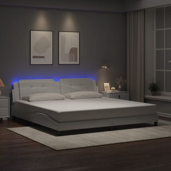 vidaXL Bedframe met LED zonder matras "Zadar" wit 200x200 cm
