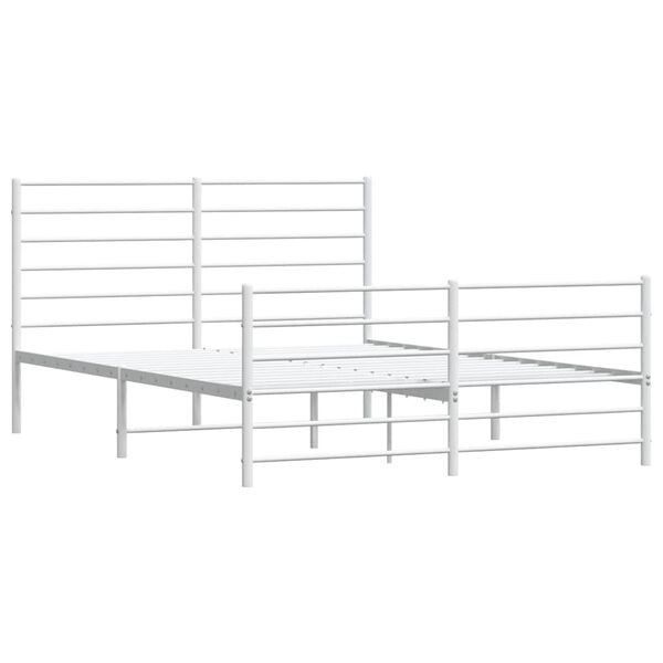 vidaXL Bedframe met hoofd- en voeteneinde metaal wit 140x200 cm