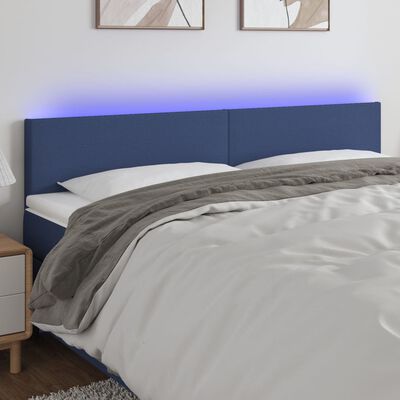 vidaXL Hoofdbord LED 200x5x78/88 cm stof blauw