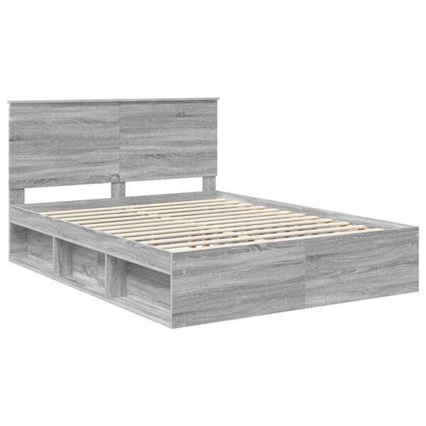 vidaXL Bedframe Grijs Sonoma 150 x 200 cm Massief grenenhout
