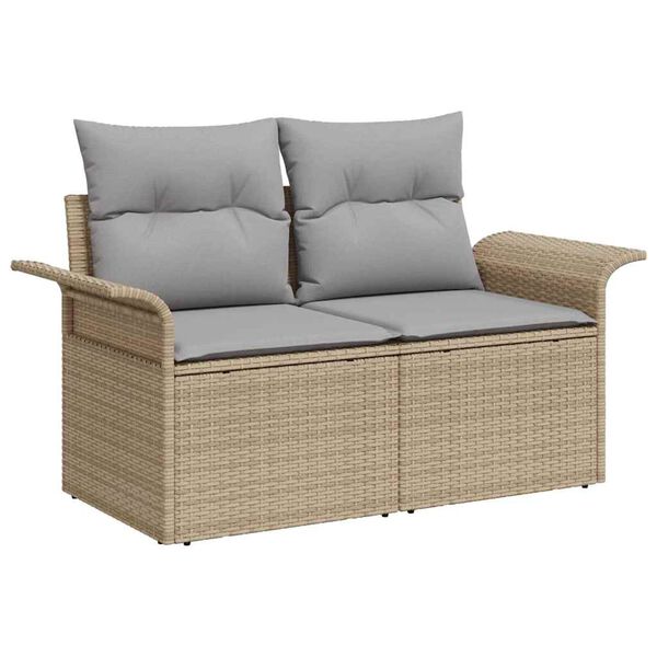 vidaXL Tuin Sofa Set met kussen 9 pcs Beige Poly riet