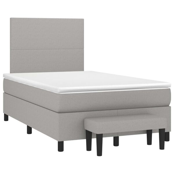 vidaXL Boxspring met matras stof lichtgrijs 120x200 cm