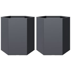 vidaXL Plantenbakken 2 st zeshoek 46x40x45 cm staal antracietkleurig