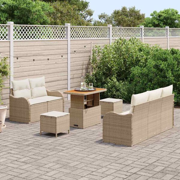 vidaXL Tuin Sofa Set met kussen met opslag 8 pcs Beige en Cr&egrave;me