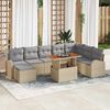 vidaXL Tuin Sofa Set met opslag 9 pcs Beige Poly riet