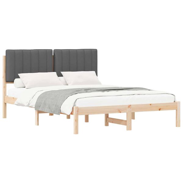 vidaXL Bedframe met Gevoerd Hoofdgedeelte Donkergrijs 140 x 190 cm