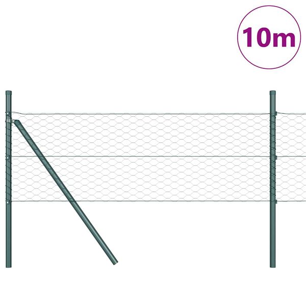 vidaXL Afrasteringspaal Groen 10 x 0,8 m (36 mm gaas) Staal en PVC