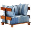 vidaXL Fauteuil 80x67x62 cm spijkerstof en massief mangohout