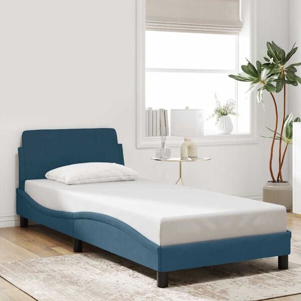 vidaXL Bedframe met hoofdeinde "Dover" fluweel blauw 90x190 cm