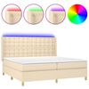 vidaXL Boxspring met matras en LED stof cr&egrave;mekleurig 200x200 cm