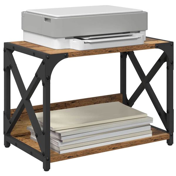 vidaXL Printerstand Oud Hout 44 x 26 x 31,5 cm Bewerkt hout