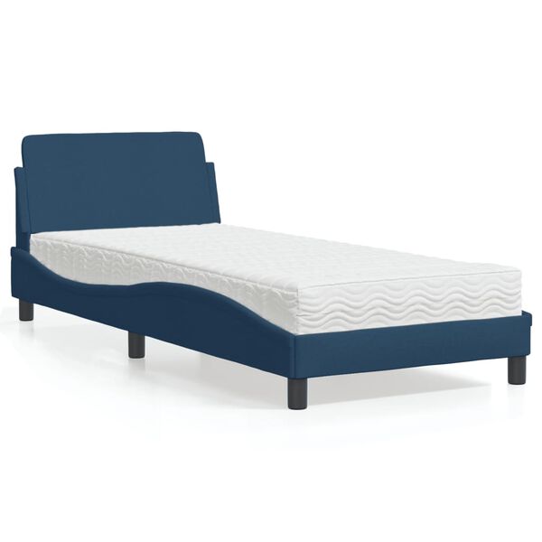 vidaXL Bed met matras "Dover" stof blauw 90x190 cm