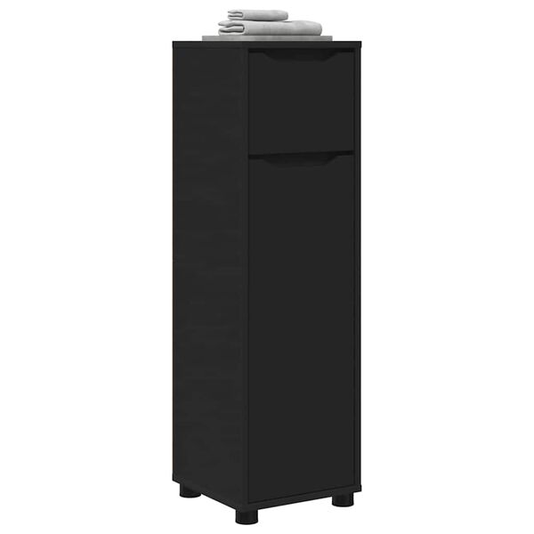 vidaXL Badkamer Kast met lade Zwart 30,5 x 30 x 101 cm Bewerkt hout