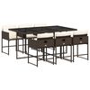 vidaXL 7-delige Tuinset met kussens poly rattan bruin