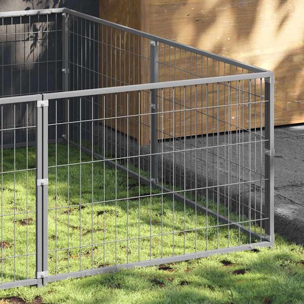vidaXL Hondenkennel 6 m&sup2; staal zilverkleurig