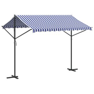 vidaXL Luifel vrijstaand 300x300 cm stof en staal blauw en wit