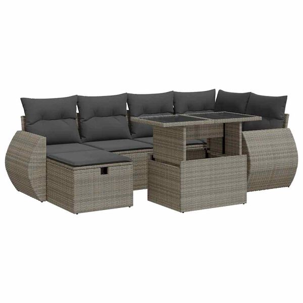 vidaXL 8-delige Loungeset met kussens poly rattan acacia grijs