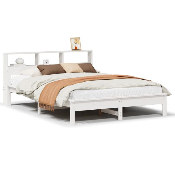vidaXL Bedframe zonder matras massief grenenhout wit 160x200 cm