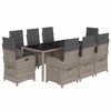 vidaXL 9-delige Tuinset met kussens poly rattan grijs