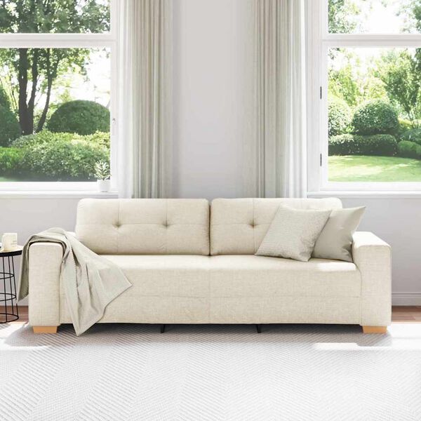 vidaXL Bank Beige 221 x 80 x 80 cm Linnen-mix stof