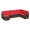 vidaXL Tuin Sofa Set 8 st Bruin en Rood poly rattan