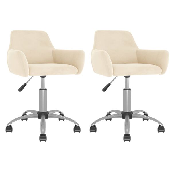 vidaXL Eetkamerstoelen draaibaar 2 st fluweel cr&egrave;mekleurig