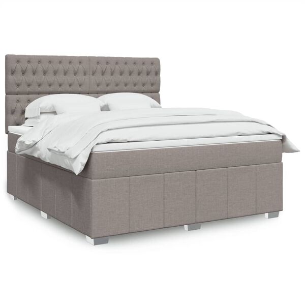 vidaXL Boxspring met matras stof taupe 180x200 cm
