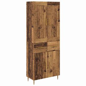 vidaXL Hoge kast met lade Oud Hout 69,5 x 34 x 180 cm Bewerkt hout