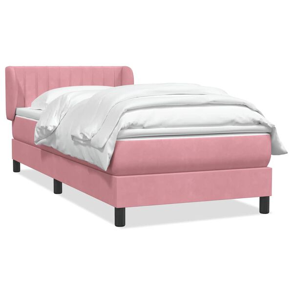 vidaXL Boxspring met matras fluweel roze 80x220 cm