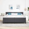 vidaXL LED Box Spring Bed Donkergrijs en Wit 200 x 200 cm Katoen Stof