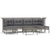 vidaXL 7-delige Loungeset met kussens poly rattan grijs