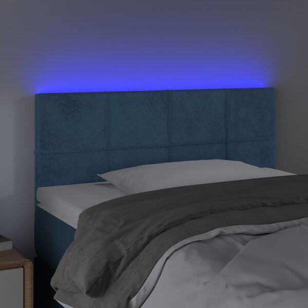 vidaXL Hoofdbord LED 90x5x78/88 cm fluweel donkerblauw