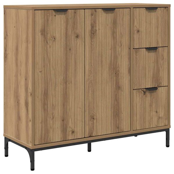 vidaXL Dressoir artisanaal eikenkleurig 89,5 x 33 x 82 cm Bewerkt hout