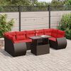 vidaXL 8-delige Loungeset met kussens poly rattan acacia bruin