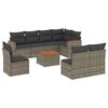 vidaXL 9-delige Loungeset met kussens poly rattan grijs