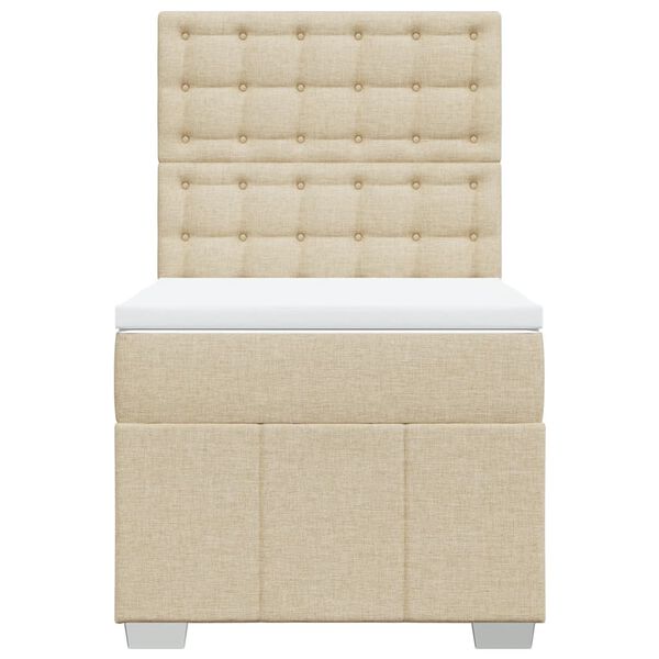 vidaXL Boxspring met matras stof cr&egrave;mekleurig 90x200 cm
