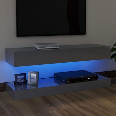 vidaXL Tv-meubel met LED-verlichting 120x35 cm hoogglans grijs