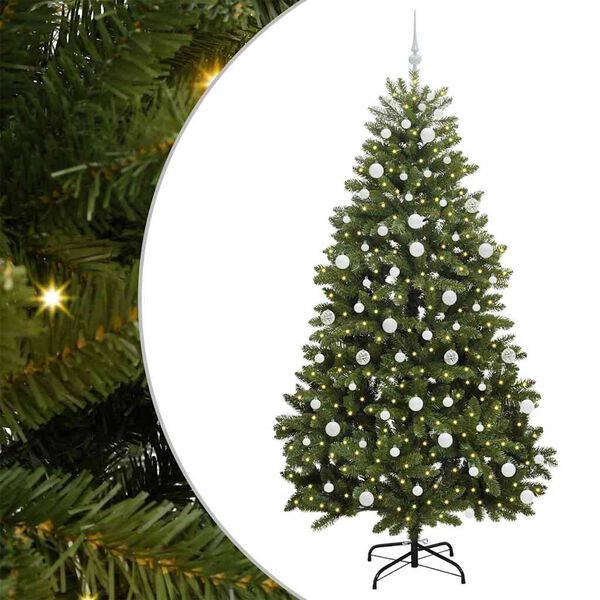vidaXL Kunstkerstboom met 300 LED Groen 210 cm PVC en Metaal