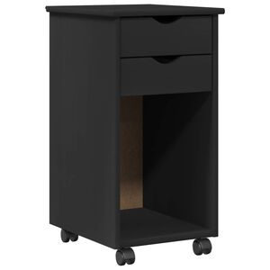 vidaXL Rolling Kast 34 x 39 x 65,5 cm Massief grenenhout Zwart