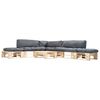 vidaXL 6-delige Loungeset pallet met grijze kussens hout