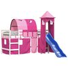 vidaXL Kinderhoogslaper met toren 80x200 cm massief grenenhout roze