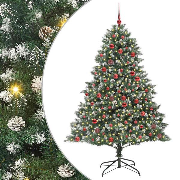 vidaXL Kunstkerstboom met 300 LED Groen 180 cm PVC en Plastic en Staal