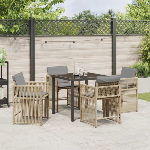 vidaXL Tuin eettafelset 5 pcs Beige poly rattan