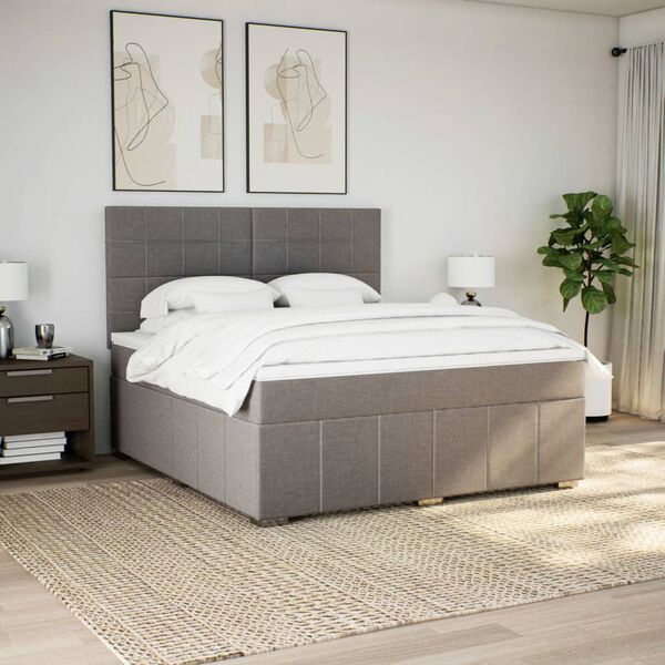 vidaXL Boxspring met matras stof taupe 180x200 cm