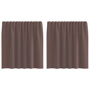 vidaXL Gordijnen voile met roedezakken 2 st bruin