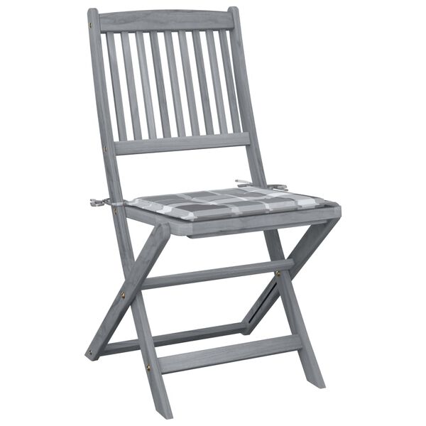 vidaXL Tuinstoelen 2 st inklapbaar met kussens massief acaciahout
