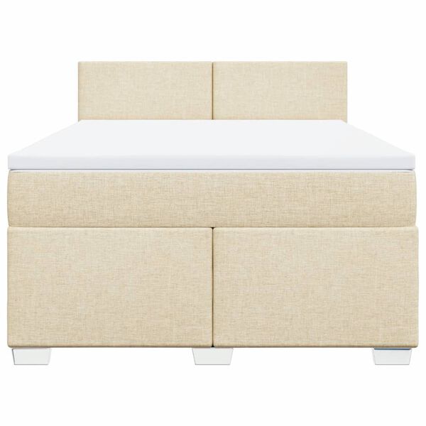 vidaXL Boxspring met matras stof cr&egrave;mekleurig 140x190 cm